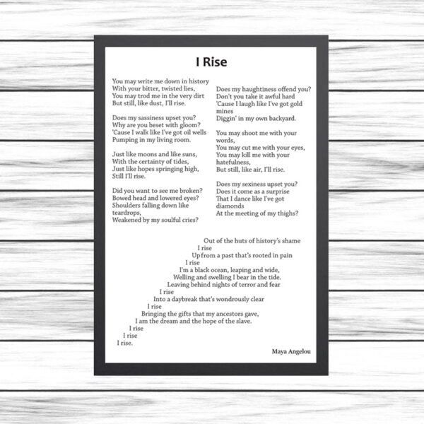 Printed Poem - I Rise